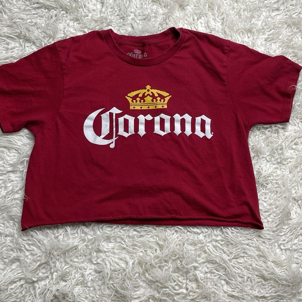 Corona Custom Cropped T Shirt Red Size Large